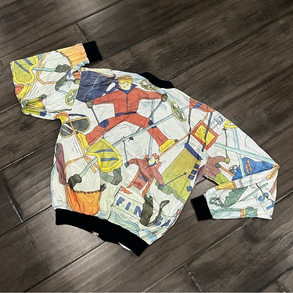 Ty-Breakers Tyvek 90s Lightweight Ski Themed Windbreaker - Size Small - Picture 5 of 12